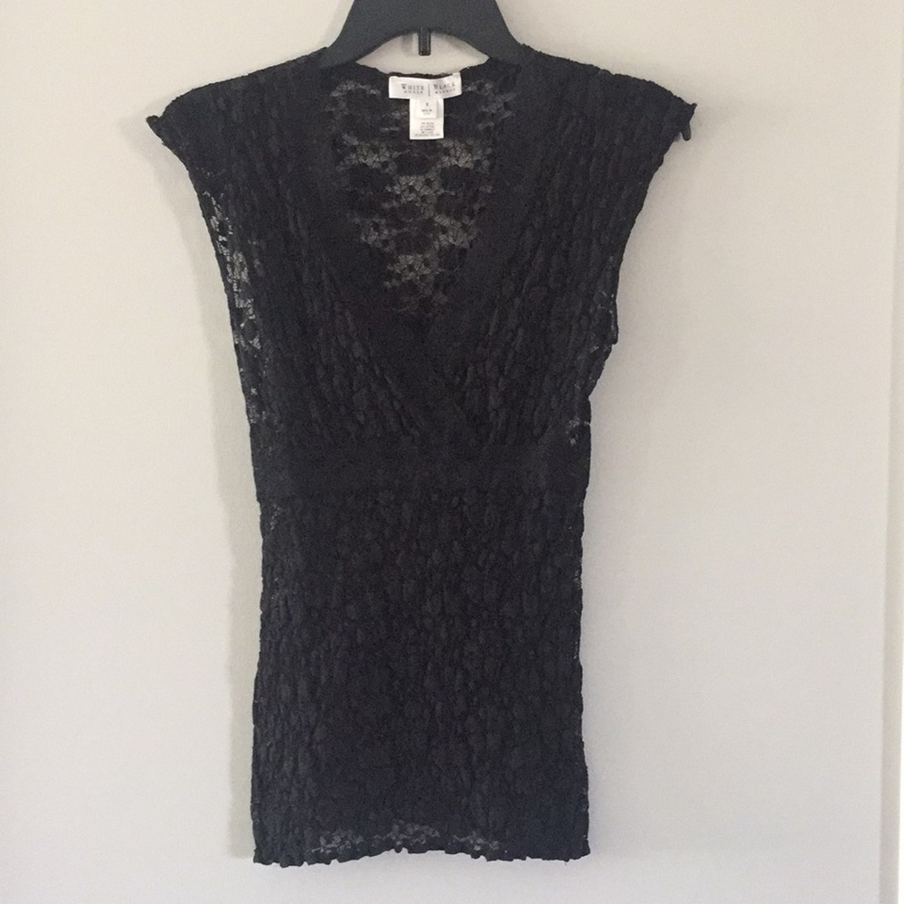 Black Lace Cap-sleeve Top